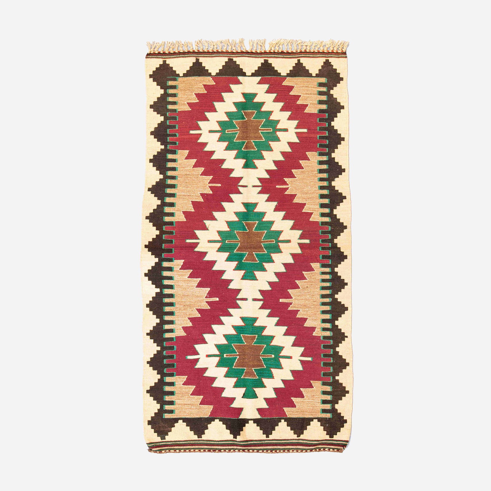 Authentic Handmade Anadol Wool on Wool Kilim Rug 34.3 x 66.9: Authentic Handmade Anadol Wool on Wool Kilim Rug 34.3 x 66.9 Discover the beauty of this authentic handmade Anadol kilim, crafted from high-quality wool on wool. This stunning piece showcases traditio