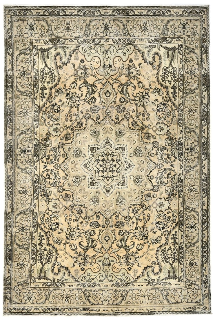 Rare Antique 6'4 x 9'6 Hand-Knotted Floral Wool Oriental Rug: Rare Antique 6'4 x 9'6 Hand-Knotted Floral Wool Oriental Rug Enhance your living space with this exquisite antique distressed Oriental rug, measuring 6'4" x 9'6". Crafted from high-quality wool, this 