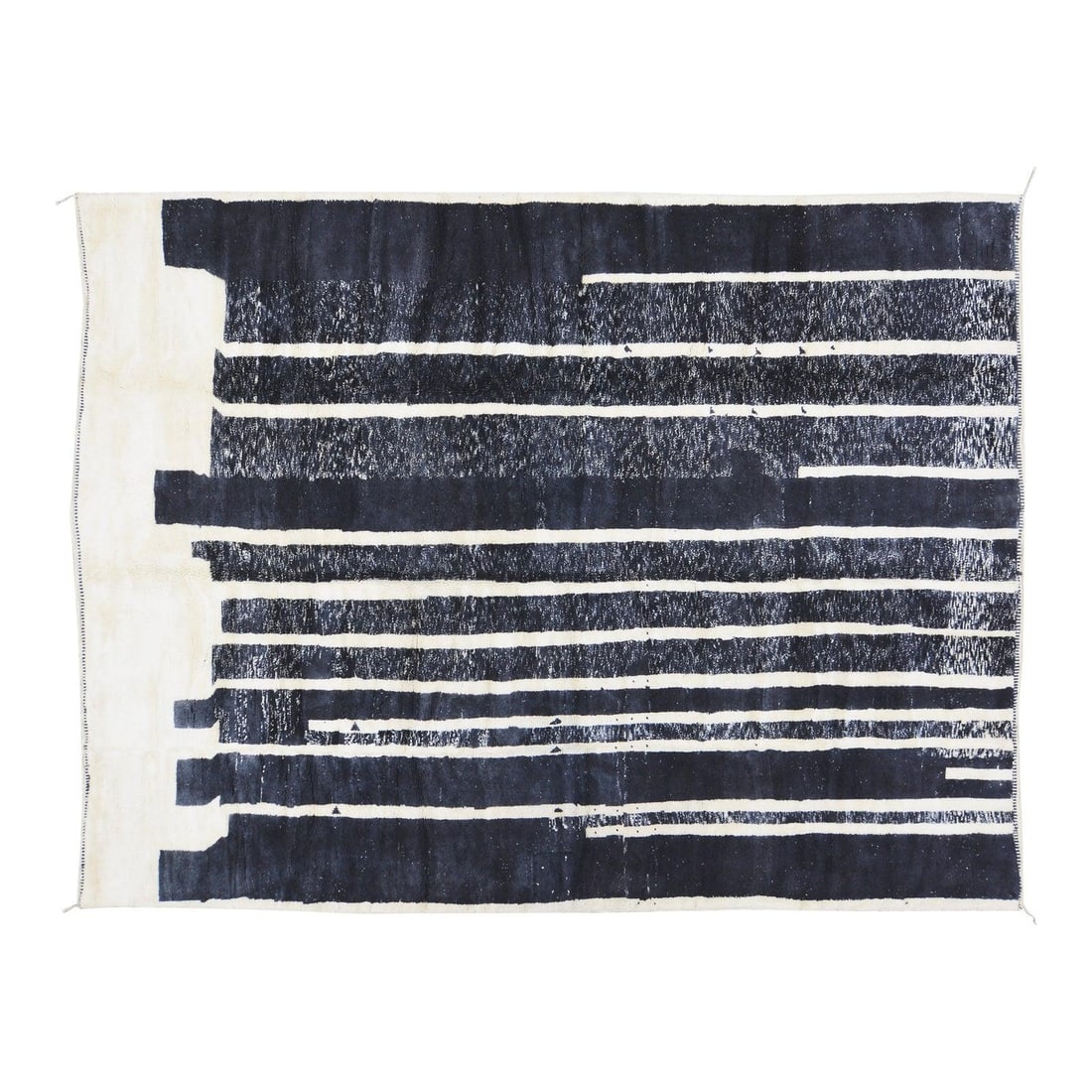 10'x13'5" Wool Area Rug Hand Knotted Moroccan Style: 10'x13'5" Wool Area Rug Hand Knotted Moroccan Style This Moroccan hand-knotted rug is crafted from organic wool, featuring neutral colors and a soft texture. Its generous size and high-quality materia