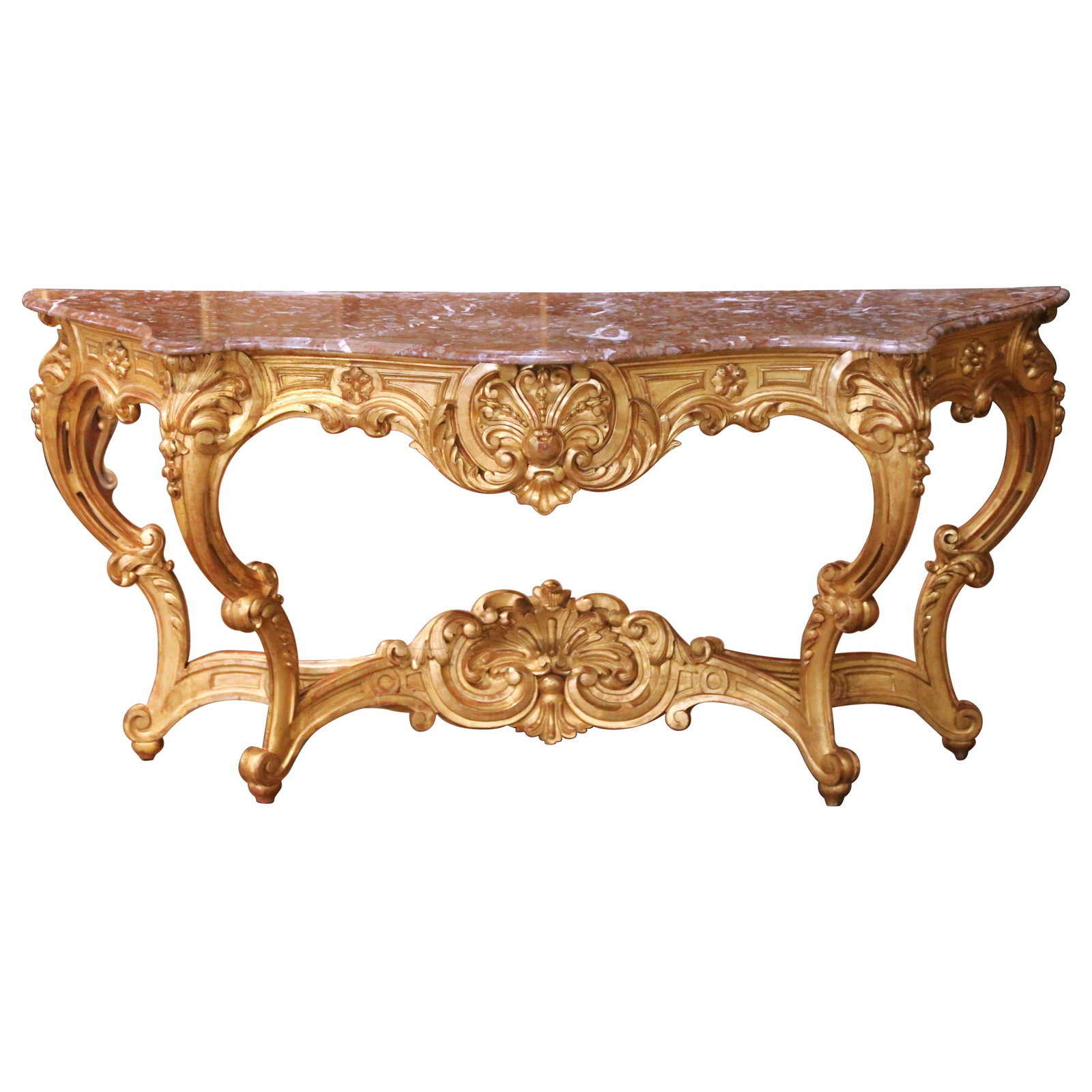 French Louis XV Giltwood Console Table with Breche Marble Top Circa 1880 (1 of 18)