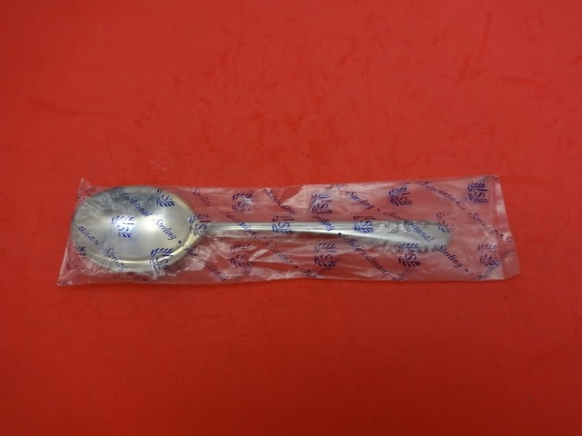International Sterling Silver Cream Soup Spoon Blossom Time 6.5 Inches New: International Sterling Silver Cream Soup Spoon Blossom Time 6.5 Inches New This exquisite cream soup spoon is crafted from high-quality sterling silver and features the elegant Blossom Time pattern by