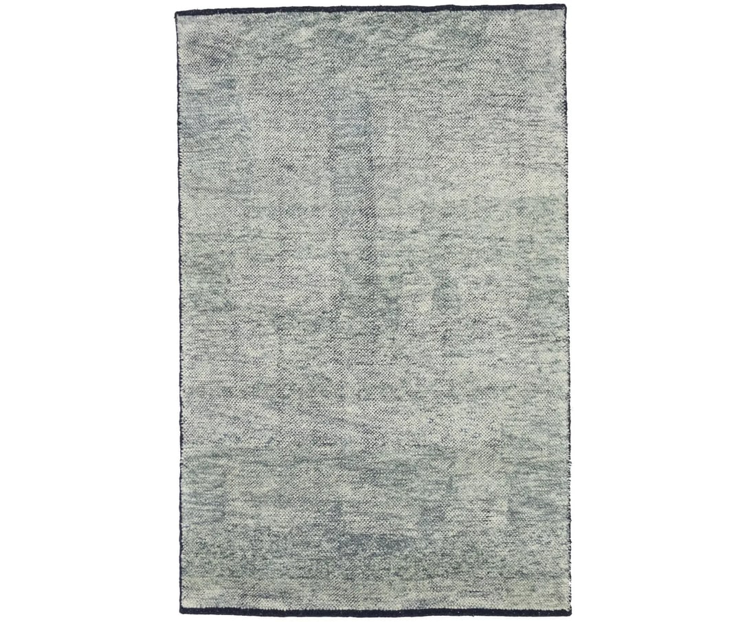 Hand Knotted Gray Wool Modern Area Rug 4x6 Abstract Design: Hand Knotted Gray Wool Modern Area Rug 4x6 Abstract Design Elevate your space with this modern Bas-Relief area rug, expertly hand-knotted from high-quality wool. This stylish rug features a contempora
