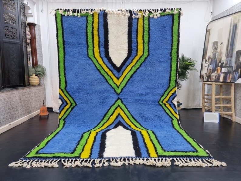 Authentic Moroccan Berber Rug 100% Wool 9.84 x 6.56 ft: Authentic Moroccan Berber Rug 100% Wool 9.84 x 6.56 ft Enhance your living space with this authentic Moroccan Berber rug, known for its lovely colorful patterns. Handwoven by local Berber women in the