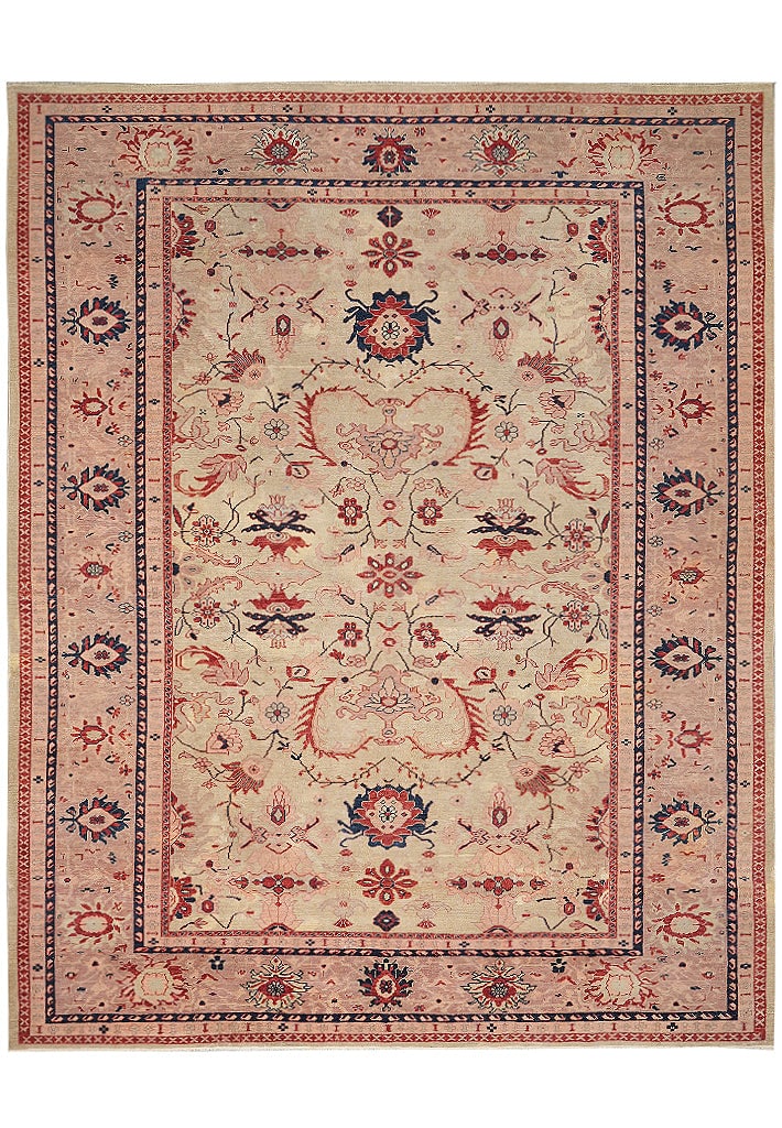 Oushak Hand Knotted Wool Area Rug 10 x 11.9 Light Green Low Pile: Oushak Hand Knotted Wool Area Rug 10 x 11.9 Light Green Low Pile Free continental US Shipping This hand-knotted Oushak area rug features a low wool pile in a light green color palette accented with pe