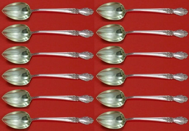12 Sterling Silver Grapefruit Spoons International Brocade 6 1/2 in (1 of 3)