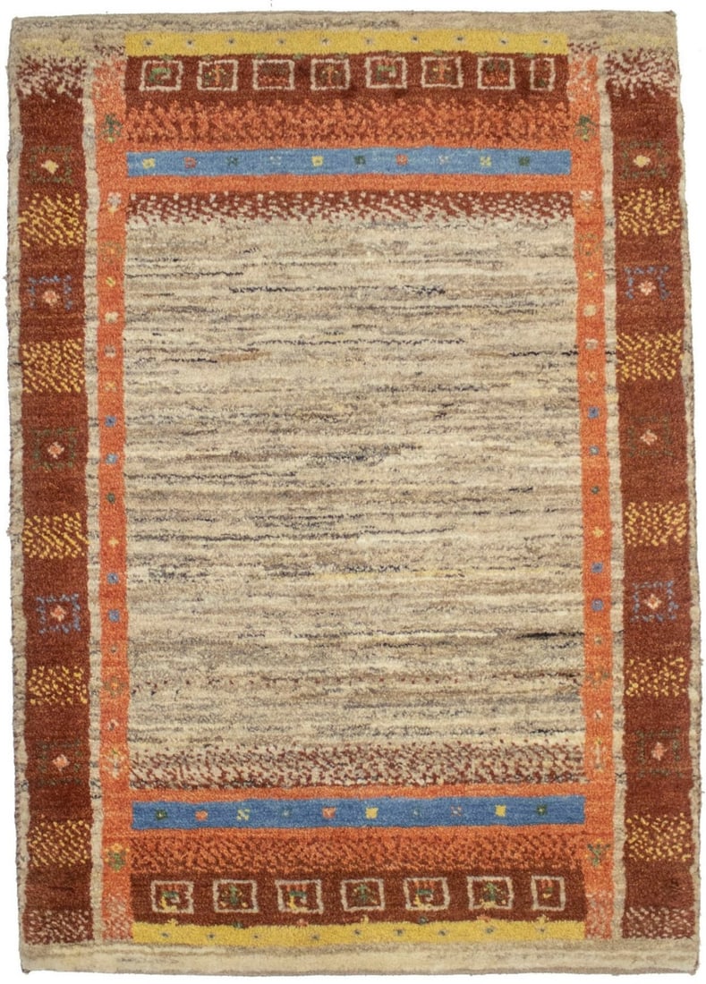 Vintage Gabbeh Tribal Area Rug Wool 2'9 x 3'11 Handmade: Vintage Gabbeh Tribal Area Rug Wool 2'9 x 3'11 Handmade Elevate your space with this Vintage Style Gabbeh Oriental Rug, featuring a plush bordered design ideal for a kids' room. Hand-knotted from high