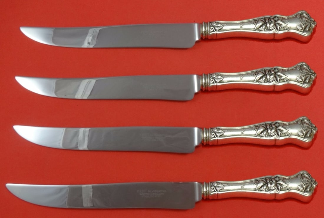International Edgewood Sterling Silver Steak Knife Set 4pc Texas Sized: International Edgewood Sterling Silver Steak Knife Set 4pc Texas Sized Introducing the Edgewood by International Sterling Silver Steak Knife Set, a remarkable 4-piece collection designed for steak lov