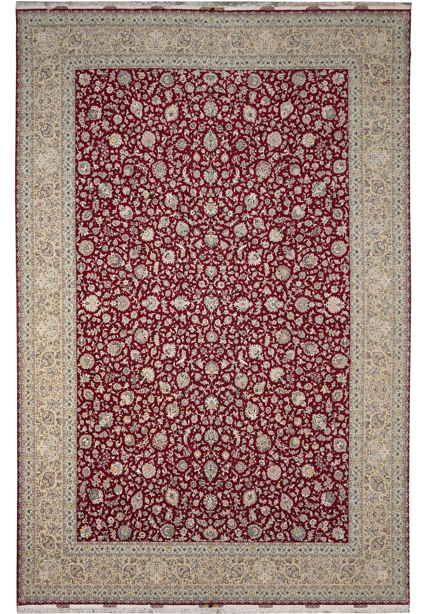 Authentic Persian Tabriz Rug 13 x 19.6 70 Raj 500 Kpsi Wool Silk Signed: Authentic Persian Tabriz Rug 13 x 19.6 70 Raj 500 Kpsi Wool Silk Signed Free continental US Shipping This oversized Persian Tabriz rug is described as top authentic, highest quality, and signed, with 
