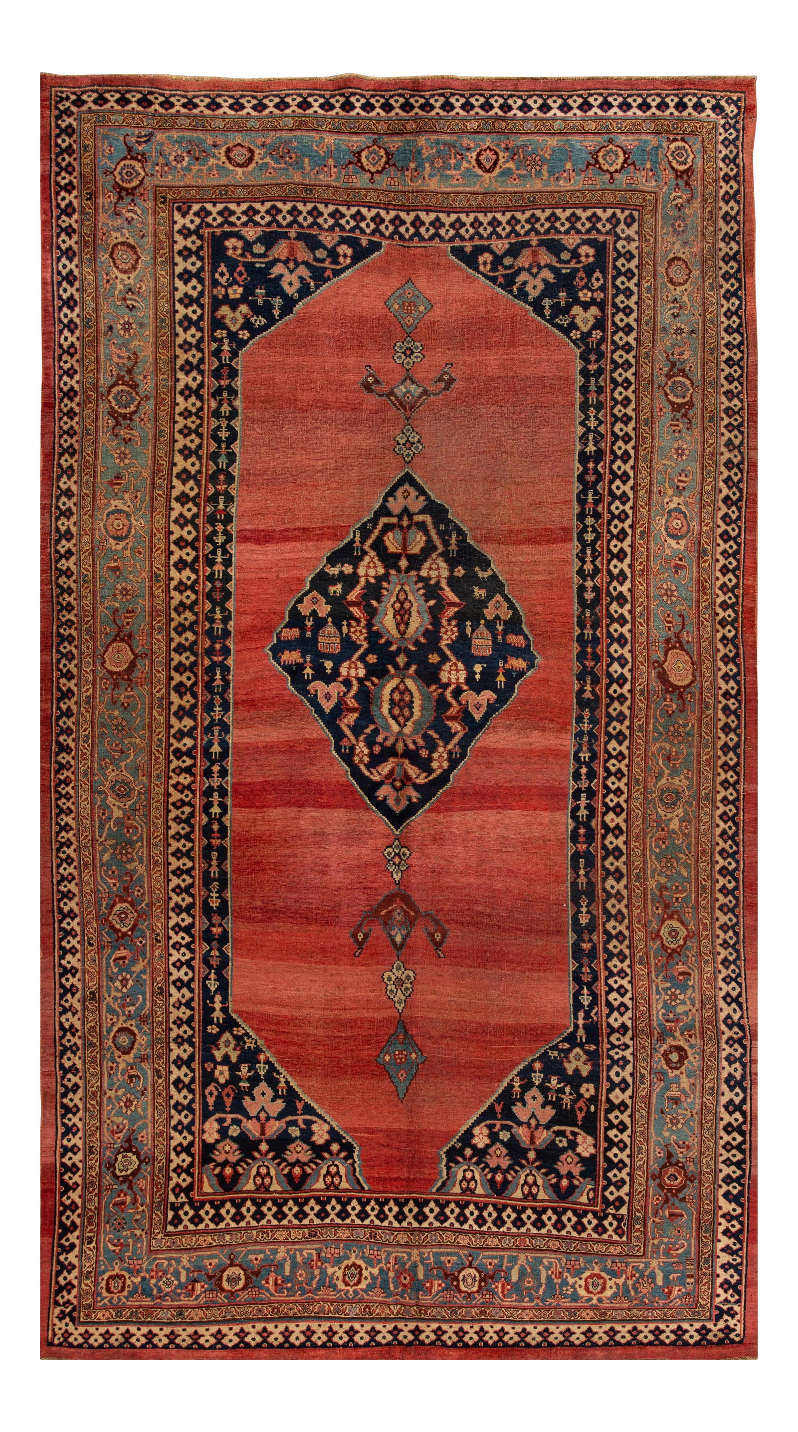 Antique Bidjar Wool Rug Early 20th Century 7'10 x 14'1: Antique Bidjar Wool Rug Early 20th Century 7'10 x 14'1 This exquisite early 20th-century antique Bidjar wool rug features a stunning hand-knotted design with a rich rust field and vibrant multi-color 