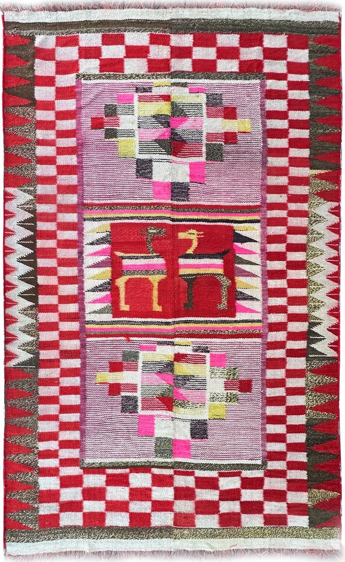 Antique Oushak Turkish Wool Flat Weave Kelim Rug 5x9 (1 of 10)