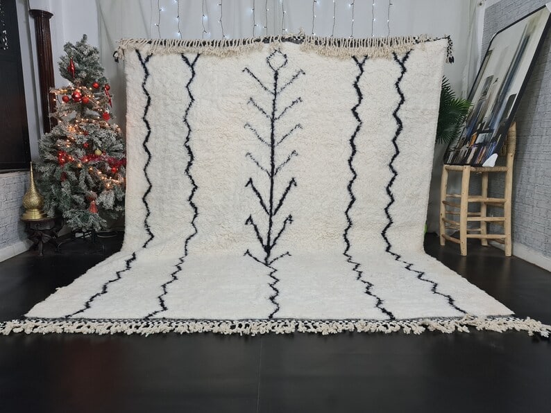 Authentic Handmade Wool Rug from Morocco 9.84 x 6.56 Feet: Authentic Handmade Wool Rug from Morocco 9.84 x 6.56 Feet Discover the charm of this Fabulous Soft Handmade Wool Rug, expertly handwoven by skilled Berber women weavers in the Atlas Mountains of Moroc