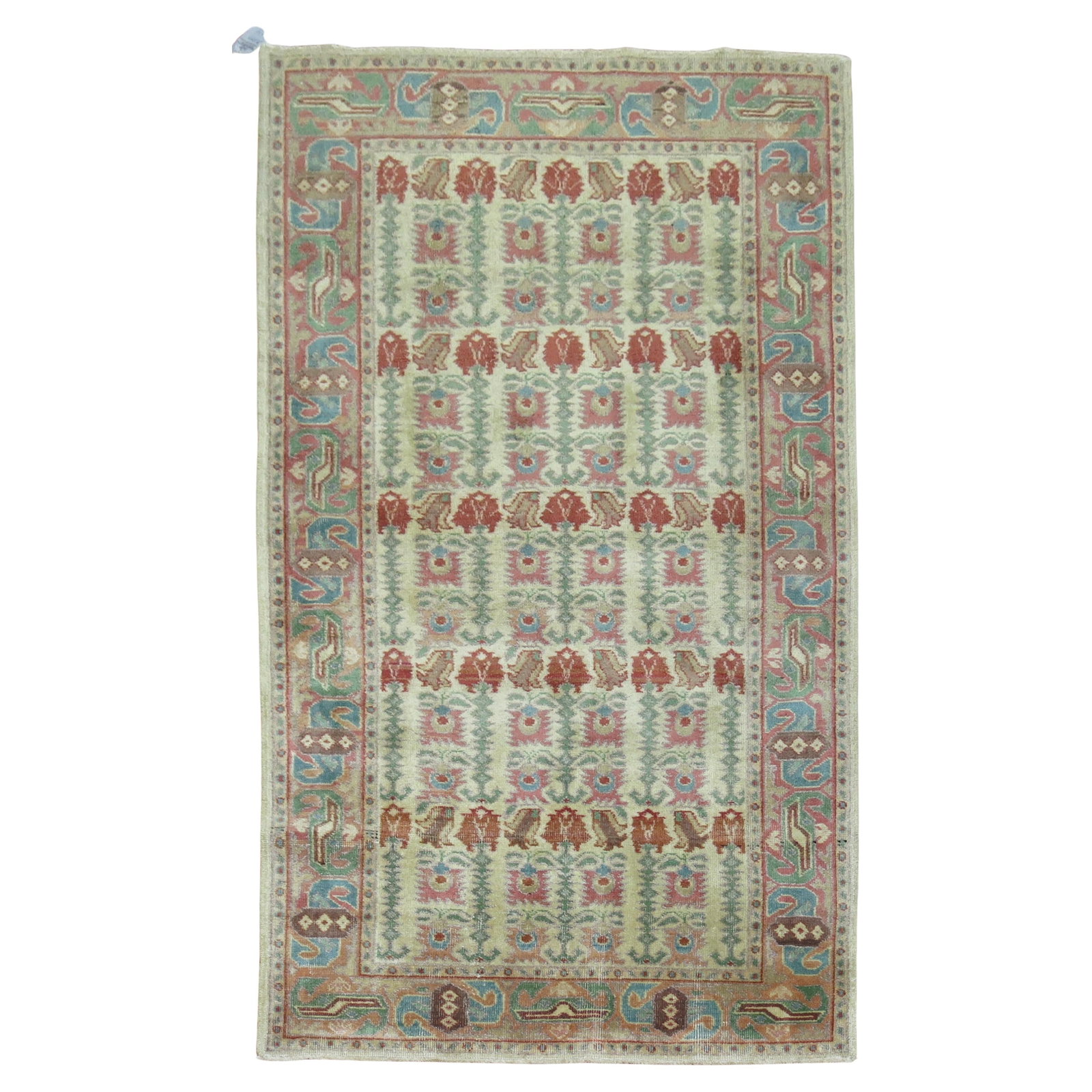 Zabihi Collection Vintage Turkish 3'11 x 6'11 Hand-Knotted Wool Rug: Zabihi Collection Vintage Turkish 3'11 x 6'11 Hand-Knotted Wool Rug This exquisite vintage Turkish Anatolian accent rug showcases a Greco-Roman style, meticulously hand-knotted from high-quality wool.