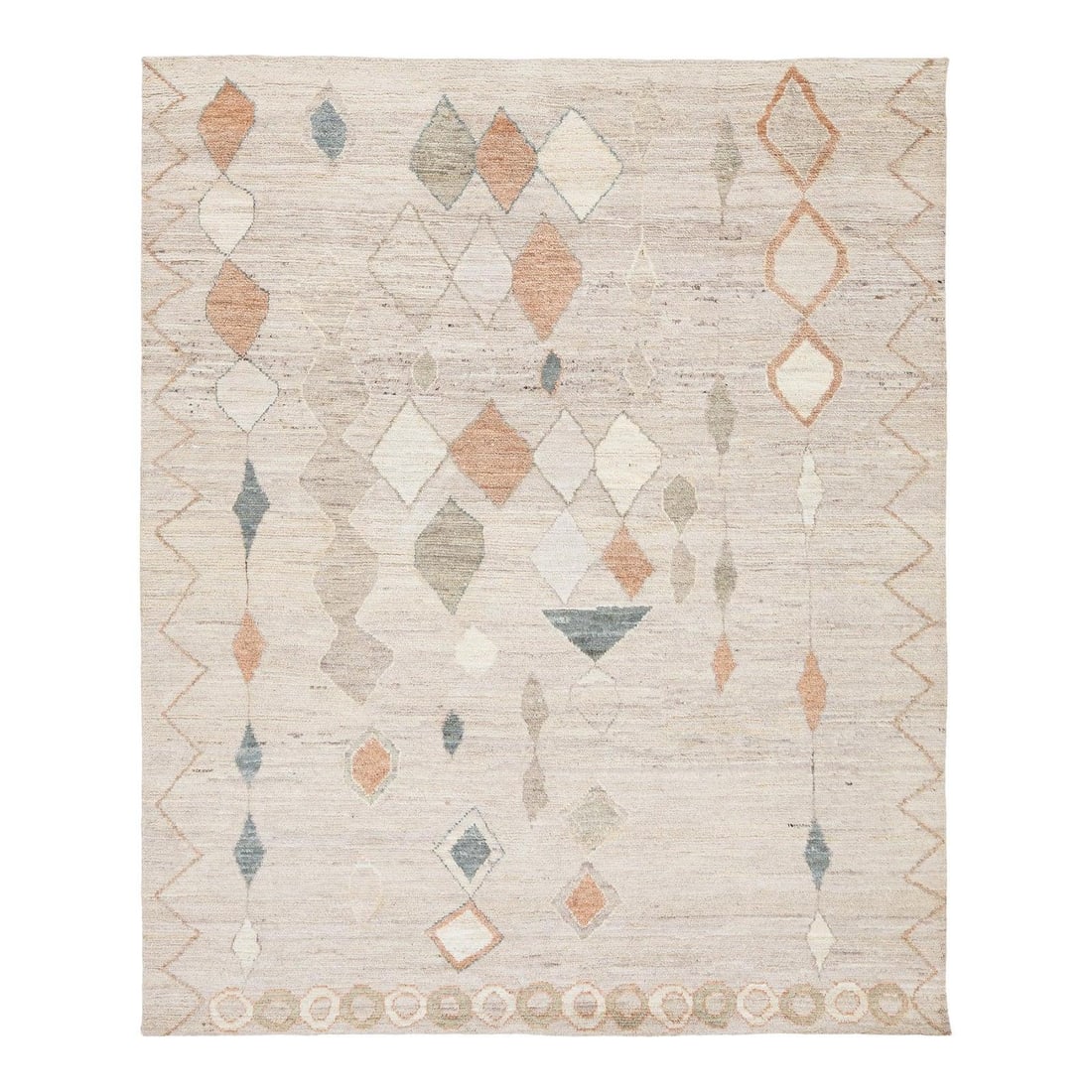 7'9" x 9'9" Hand Knotted Wool Area Rug Moroccan Diamond Pattern (1 of 8)