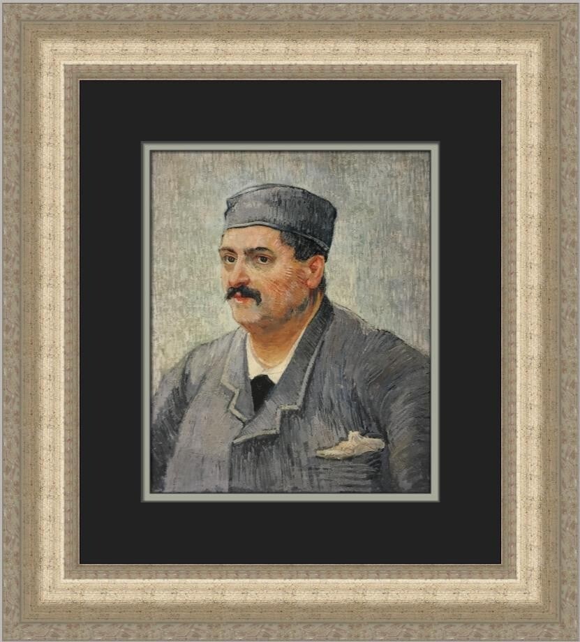 Vincent Van Gogh Portrait of A Restaurant Owner Custom Framed Print: Vincent Van Gogh Portrait of A Restaurant Owner Custom Framed Print This custom framed print features Vincent Van Gogh's iconic artwork titled "Portrait of A Restaurant Owner." Measuring 16 inches in 