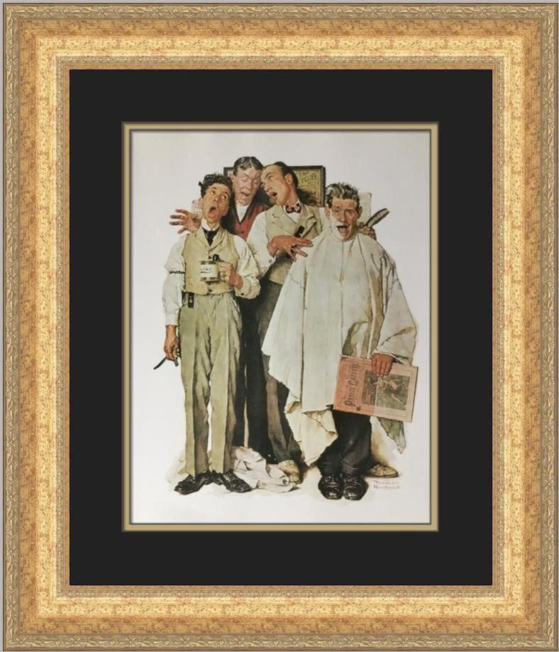 Norman Rockwell The Barbershop Quartet Custom Framed Print 23x19 Americana Art (1 of 2)