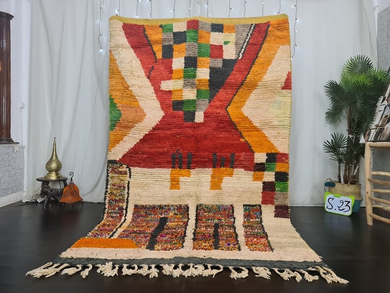 Authentic Handmade Moroccan Berber Wool Rug 8 x 5 Feet: Authentic Handmade Moroccan Berber Wool Rug 8 x 5 Feet Discover the beauty of this elegant, authentic, and colorful handmade Moroccan Berber wool rug. Expertly handwoven in the Middle Atlas Mountains 