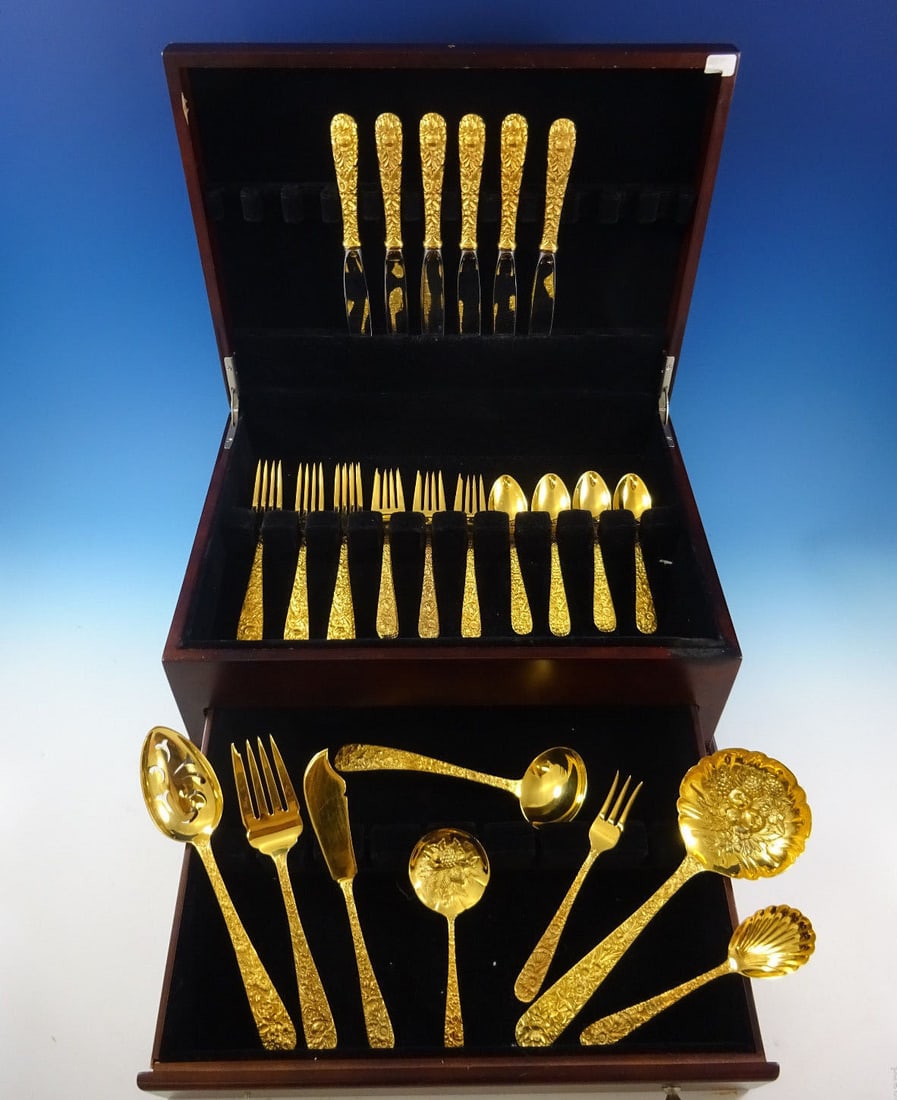 32 Piece Kirk Repousse Vermeil Sterling Flatware Service for 6 (1 of 8)
