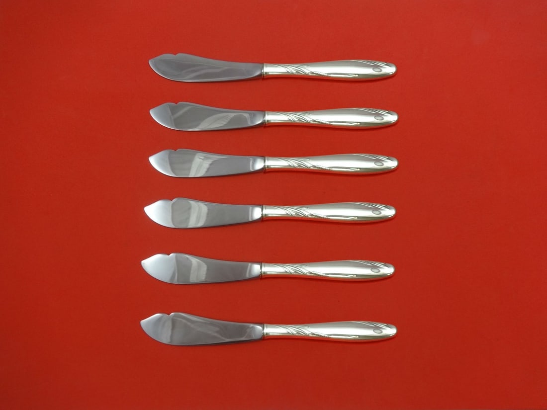 Gorham Willow Sterling Silver Trout Knife Set 6pc Custom Made 7.5": Gorham Willow Sterling Silver Trout Knife Set 6pc Custom Made 7.5" This exquisite 6-piece trout knife set from the Willow pattern by Gorham showcases craftsmanship and elegance. Each knife features a 