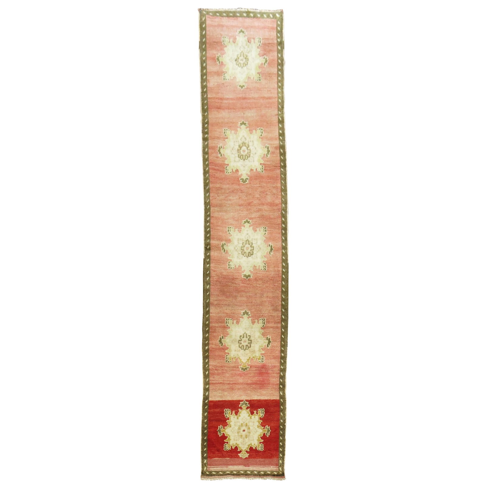 Zabihi Collection Vintage Floral Turkish Runner 22 x 116 Hand-Woven Wool: Zabihi Collection Vintage Floral Turkish Runner 22 x 116 Hand-Woven Wool Discover the elegance of the Zabihi Collection with this stunning narrow floral Turkish runner. Hand-woven from high-quality wo