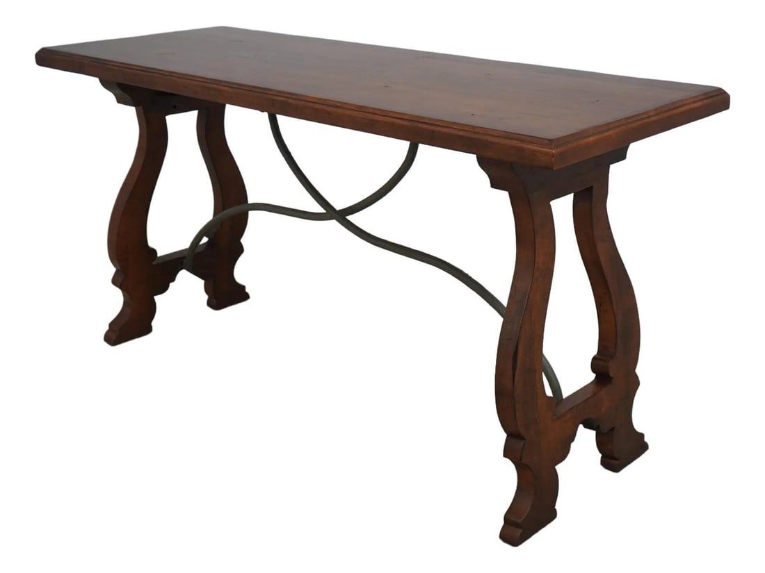 Century Italian Continental Style Console Table with Iron Base (1 of 10)