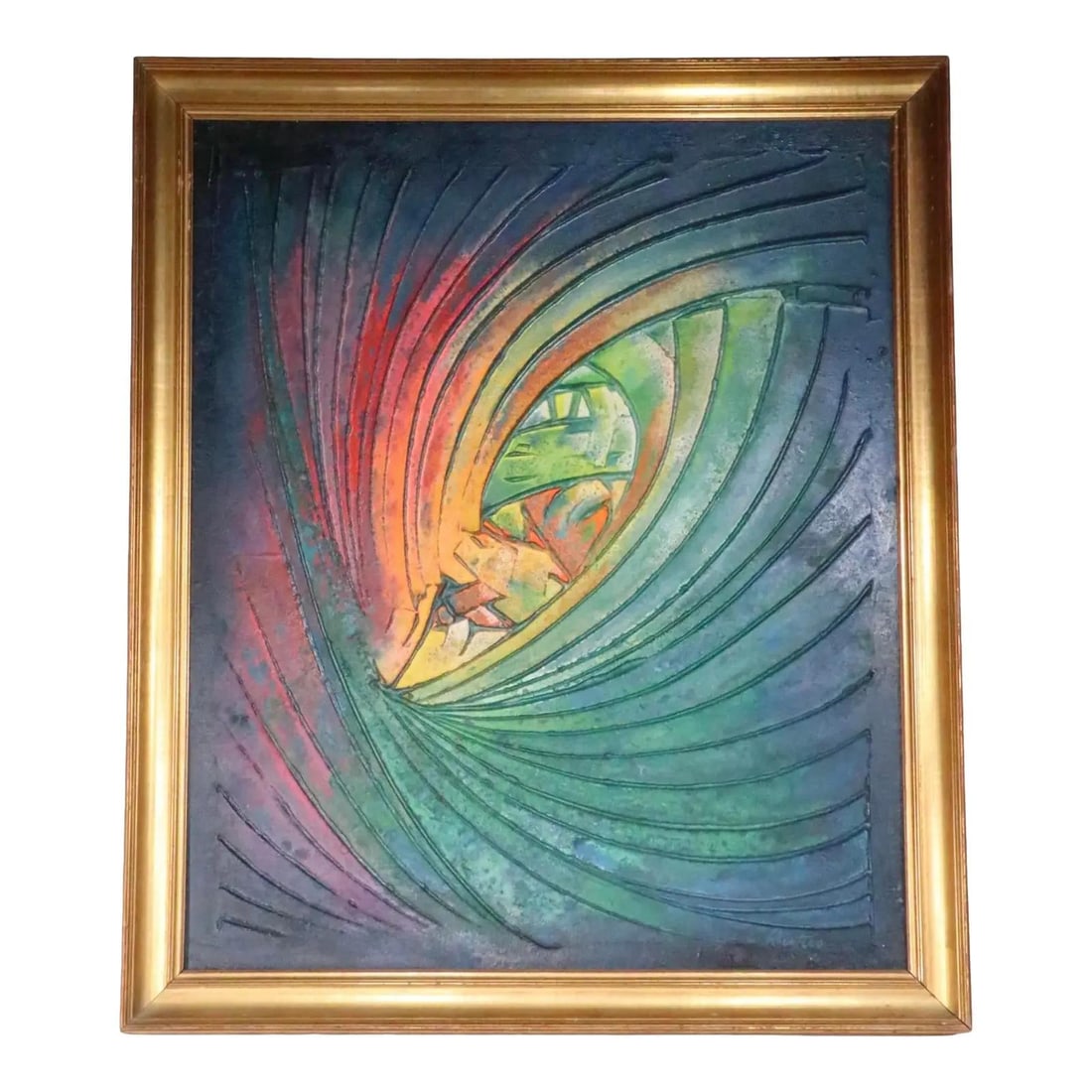 Eugene Winters abstract acrylic board in gold gilt frame (1 of 10)