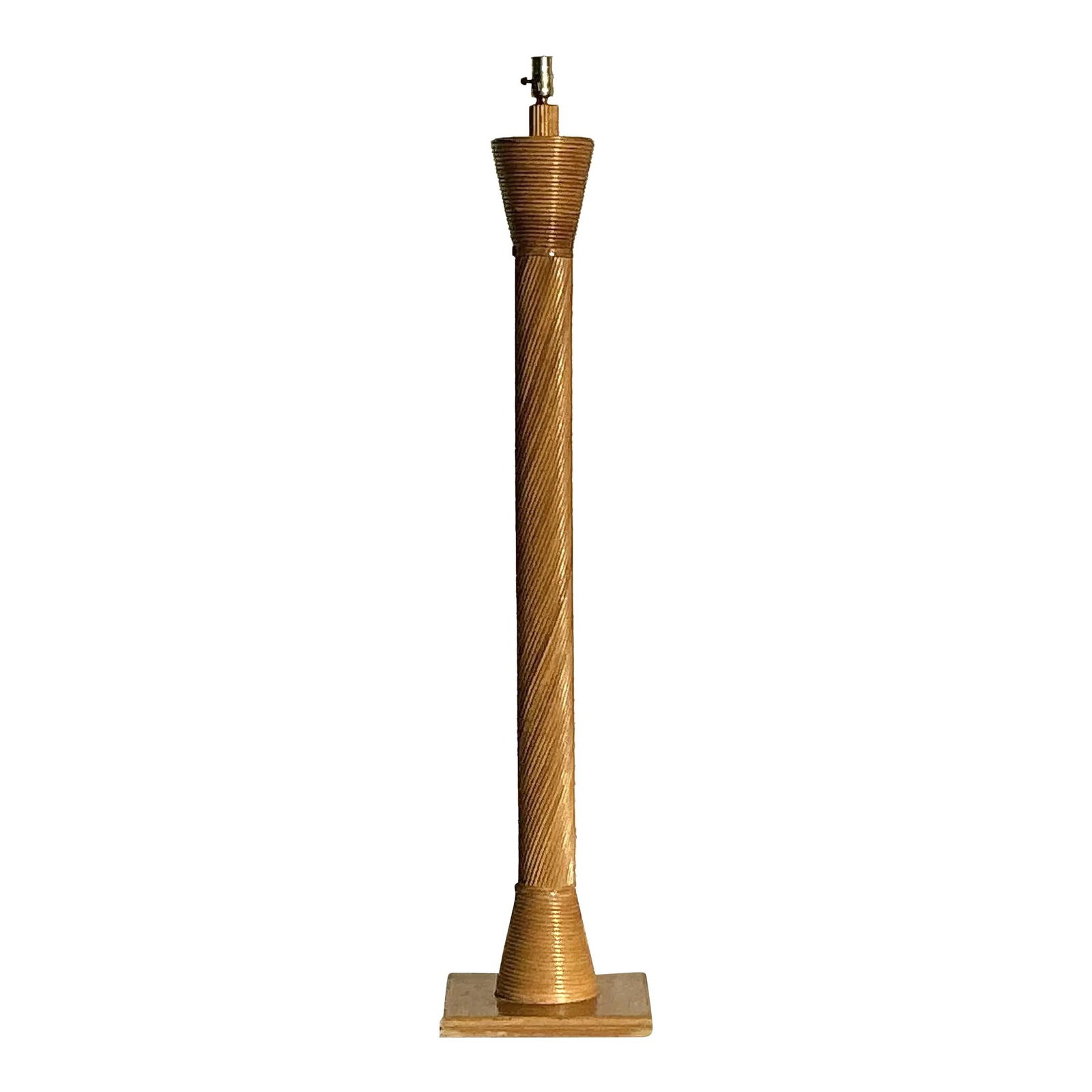 Vintage Coastal Pencil Reed Floor Lamp with Linen Shade (1 of 6)