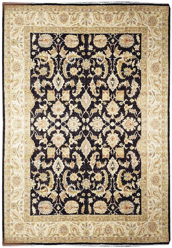 9x12 Black Chobi Peshawar Hand-Knotted Wool Area Rug: 9x12 Black Chobi Peshawar Hand-Knotted Wool Area Rug Free continental US Shipping Enhance your living space with the exquisite 9 x 12 Black Chobi Peshawar Quality Wool Rug. This stunning hand-knotted 
