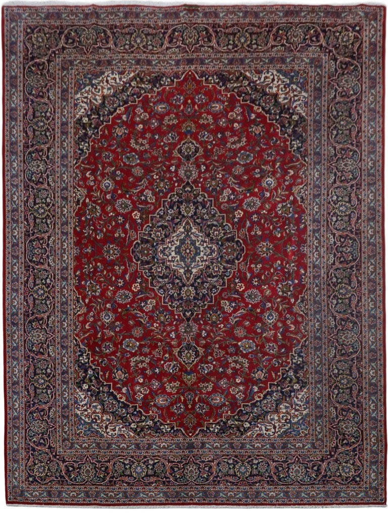 Handcrafted 9'10" x 12'11" Red Persian Signed Kashan Area Rug: Handcrafted 9'10" x 12'11" Red Persian Signed Kashan Area Rug Free continental US Shipping Transform your living space with this exquisite 9' 10" x 12' 11" Persian Signed Kashan Rug. Handcrafted by sk