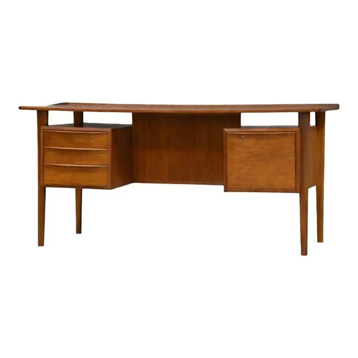 Mid Century Teak Desk with Floating Top by Peter Lovig Nielsen Denmark (1 of 9)