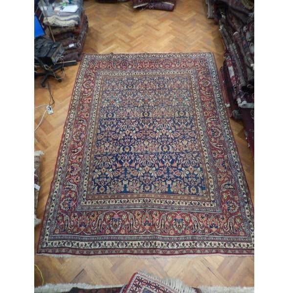 Antique Persian Khorasan Rug 9' 6" x 13' 1" Hand-Knotted Wool Blue: Antique Persian Khorasan Rug 9' 6" x 13' 1" Hand-Knotted Wool Blue Free continental US Shipping This exquisite Persian rug measures 9' 6" x 13' 1" and showcases the rich artistry of Persian craftsmans