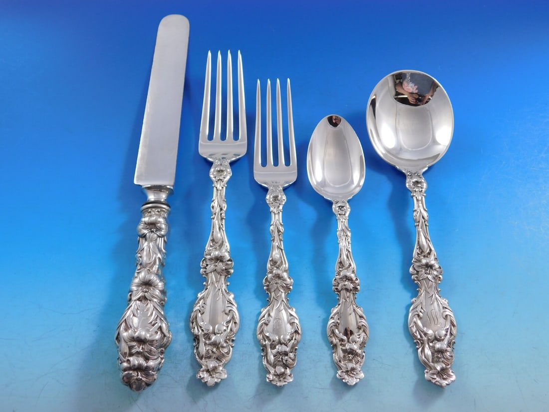 Whiting Lily Sterling Silver 64-Piece Flatware Service for 12 (1 of 9)