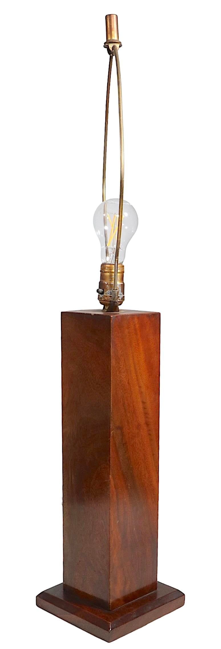Mid Century Solid Walnut Table Lamp with Rectangular Shaft - 10