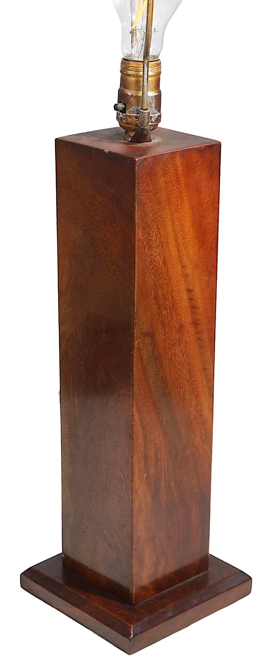 Mid Century Solid Walnut Table Lamp with Rectangular Shaft - 2
