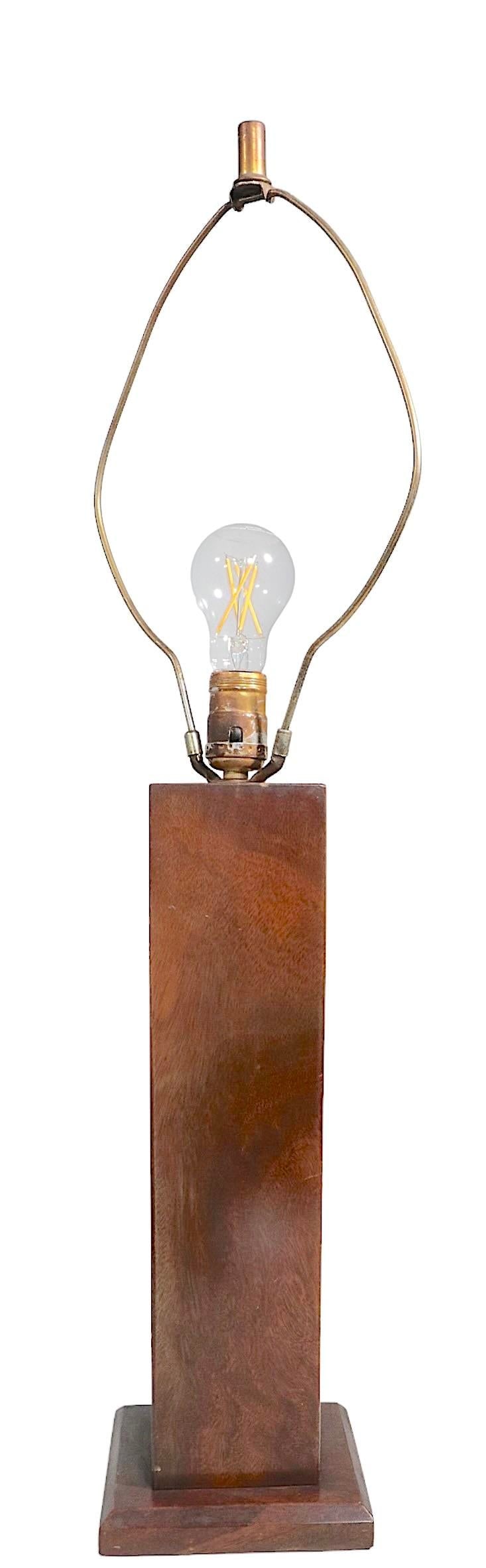 Mid Century Solid Walnut Table Lamp with Rectangular Shaft - 3
