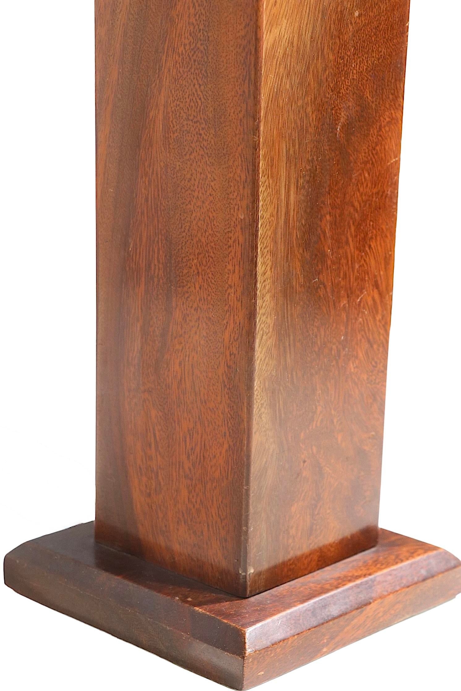 Mid Century Solid Walnut Table Lamp with Rectangular Shaft - 5