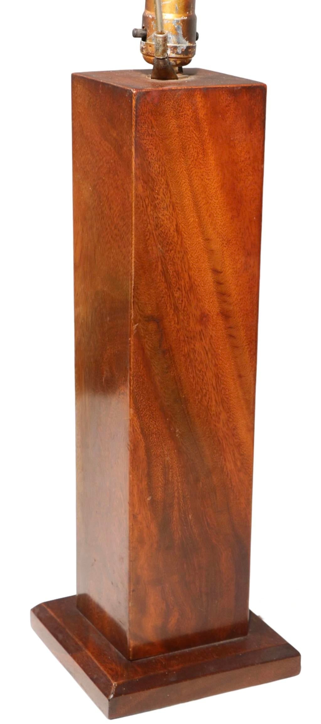 Mid Century Solid Walnut Table Lamp with Rectangular Shaft - 9