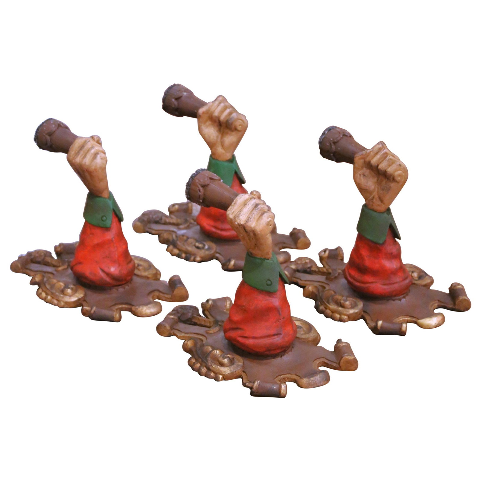 Set of Four Italian Hand-Painted Carved Arm Wall Candle Sconces Hollywood Regency (1 of 10)