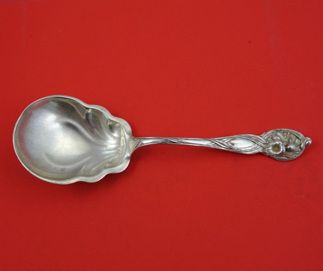 Watson Orchid Sterling Silver Berry Spoon 8.75 Serving Spoon: Watson Orchid Sterling Silver Berry Spoon 8.75 Serving Spoon This exquisite serving spoon features the elegant 'Orchid' pattern by Watson, crafted from high-quality sterling silver. Measuring 8 3/4 in