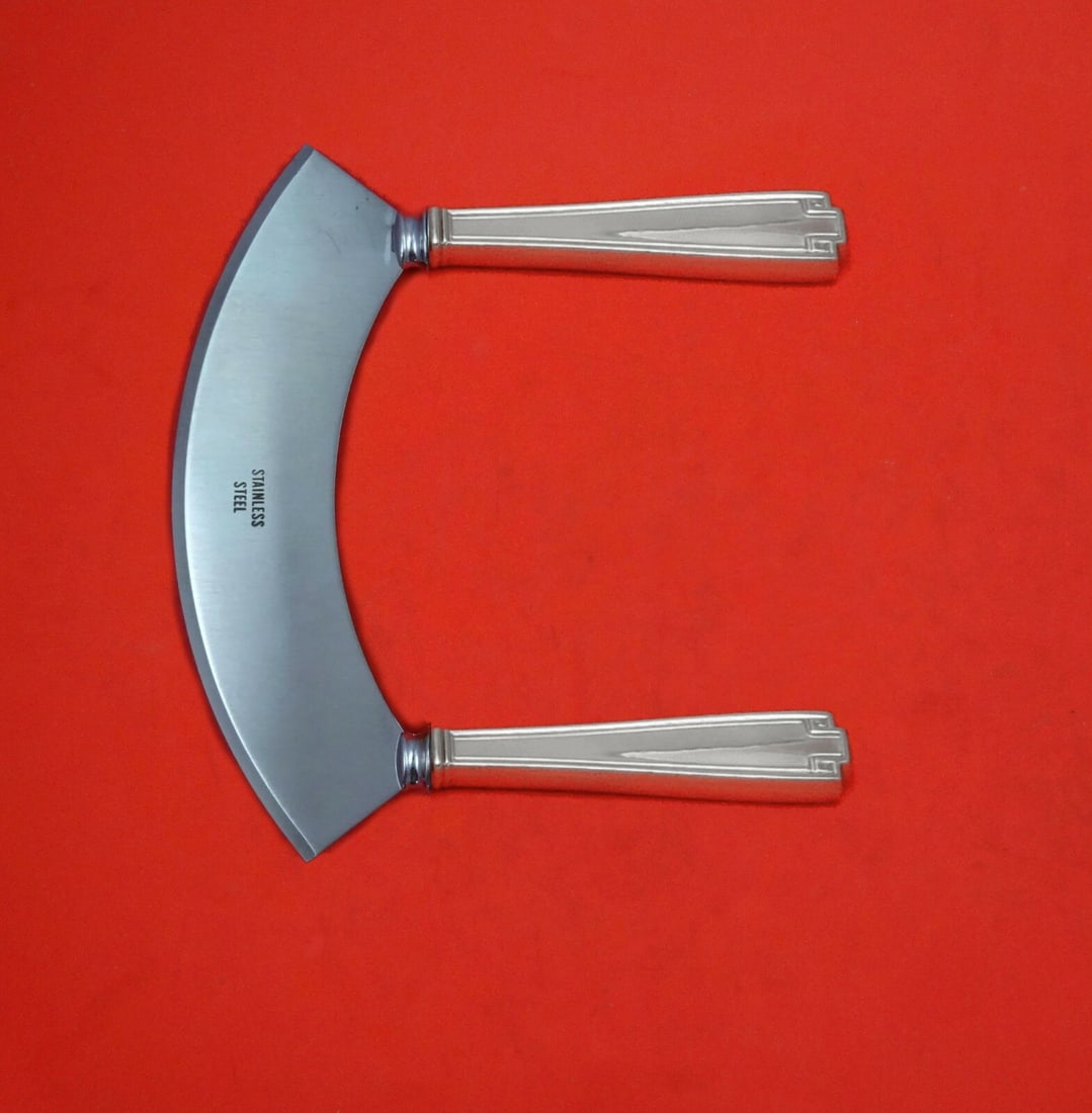 Gorham Etruscan Sterling Silver Mezzaluna Knife Custom Made: Gorham Etruscan Sterling Silver Mezzaluna Knife Custom Made Introducing the Etruscan by Gorham Sterling Silver Mezzaluna Knife, a beautifully crafted kitchen tool perfect for herb chopping. This custo