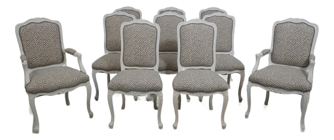Set of 10 White French Louis XV Style Dining Chairs by Meyer Gunther Martini (1 of 10)