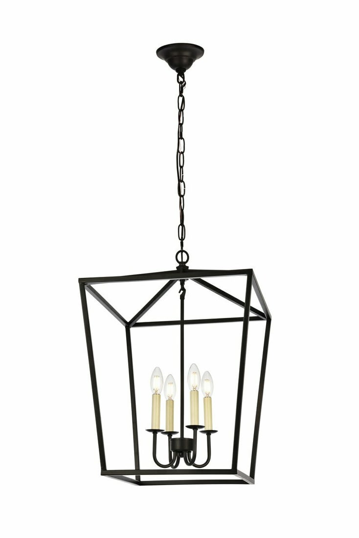 Black 4 Light Farmhouse Chandelier Maddox: Black 4 Light Farmhouse Chandelier Maddox This 4-light chandelier features a black metal frame and a rectangular shade design, offering a farmhouse-inspired look suitable for dining rooms, kitchens, b