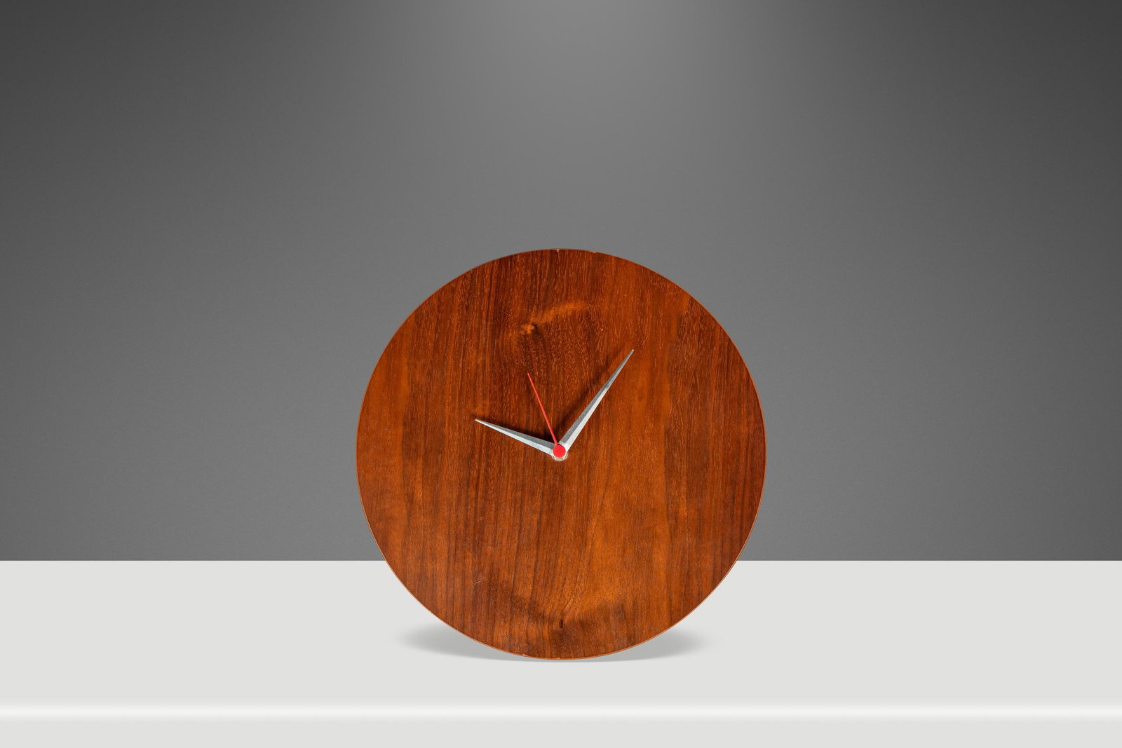 Solid Walnut Minimalist Wall Clock 13 Inch Mid-Century Modern USA 1970s (1 of 16)