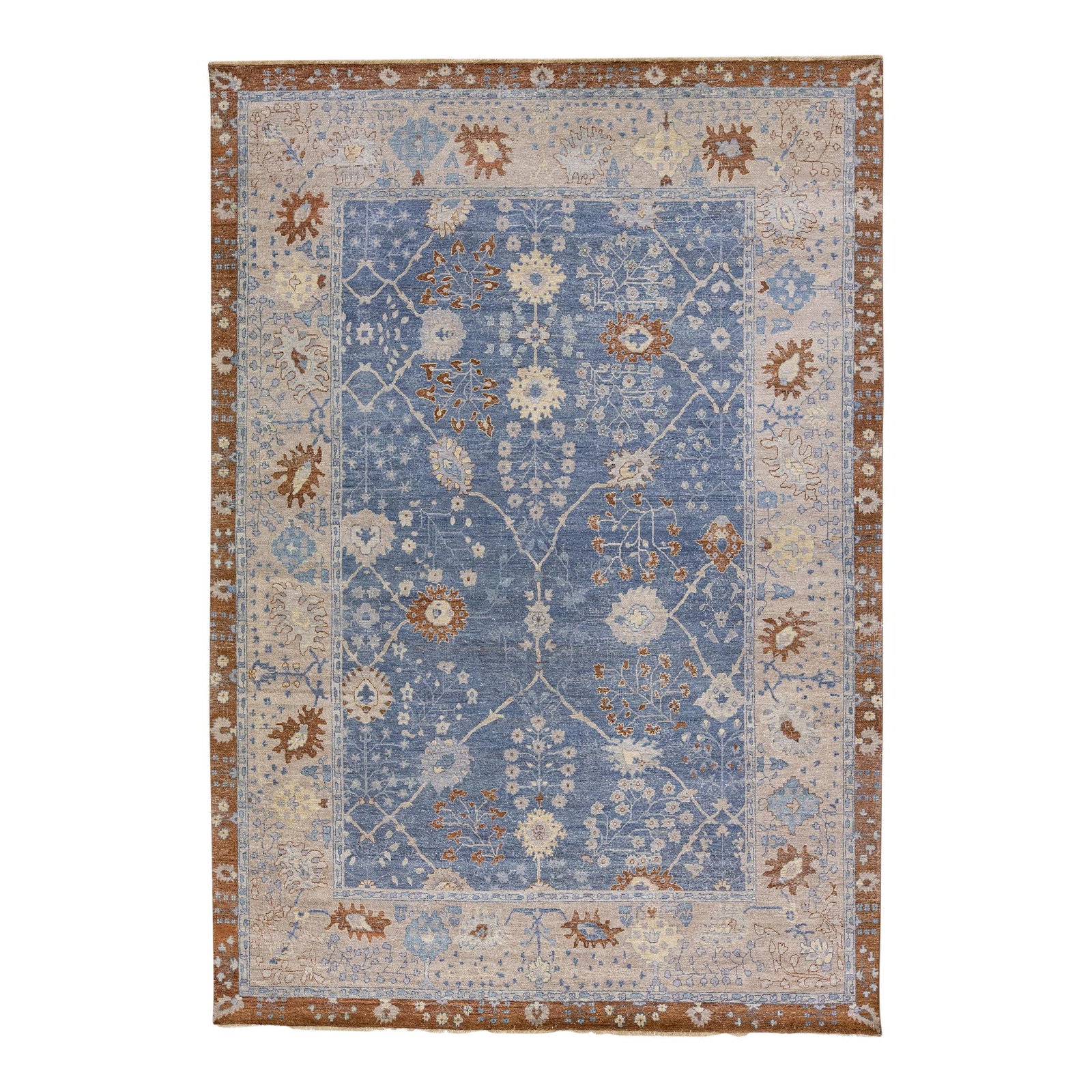 Blue Artisan Collection Handmade Wool Rug 9' x 12'10'': Blue Artisan Collection Handmade Wool Rug 9' x 12'10'' Enhance your living space with the elegance of the Blue Artisan Collection Handmade Allover Designed Wool Rug. This stunning piece features a uni