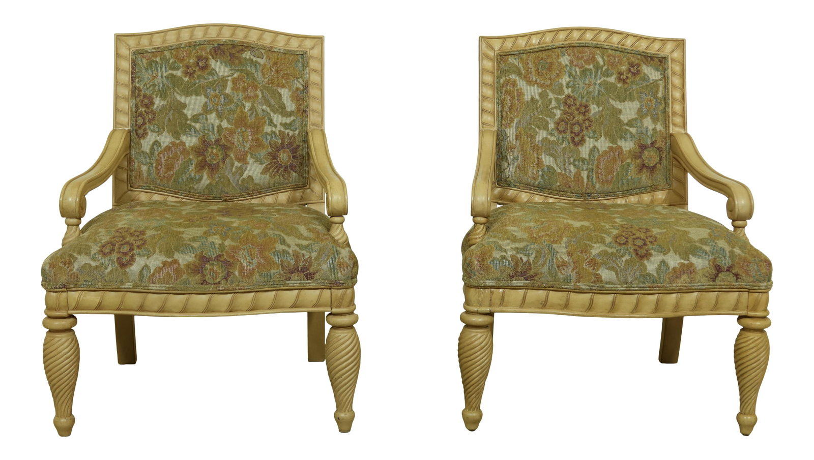 Elegant Broyhill Venetian Style Upholstered Armchairs - Pair (1 of 10)