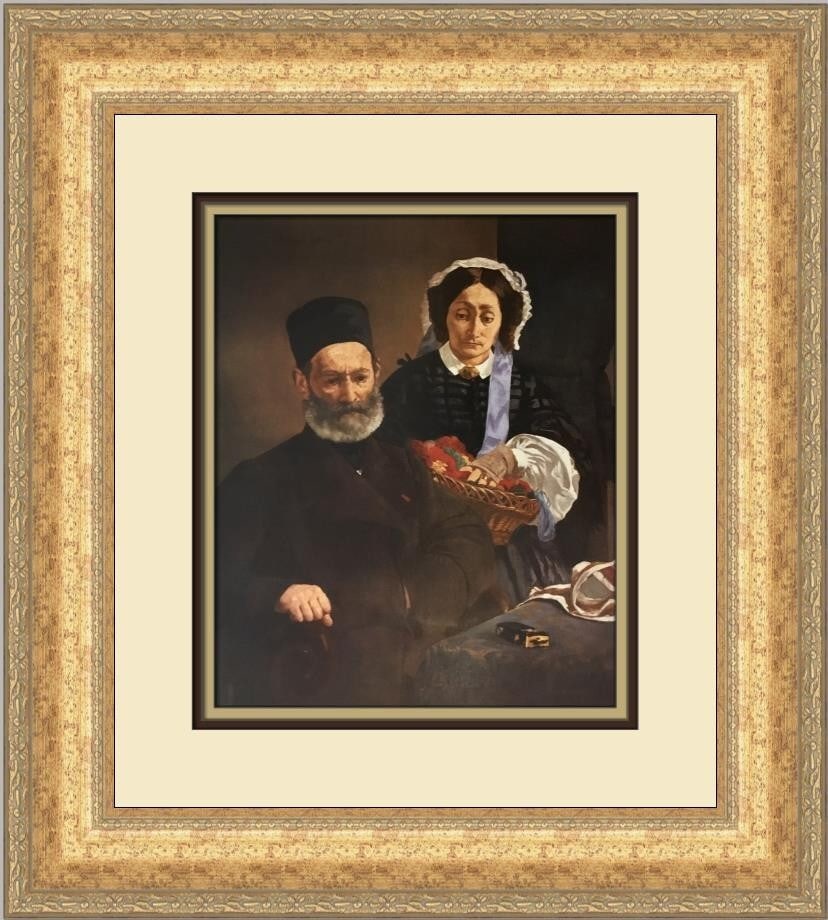 Edouard Manet A Portrait of the Artist's Parents Custom Framed Print 19 x 17: Edouard Manet A Portrait of the Artist's Parents Custom Framed Print 19 x 17 This exquisite custom framed print features Edouard Manet's renowned work, "A Portrait of the Artist's Parents." Measuring 