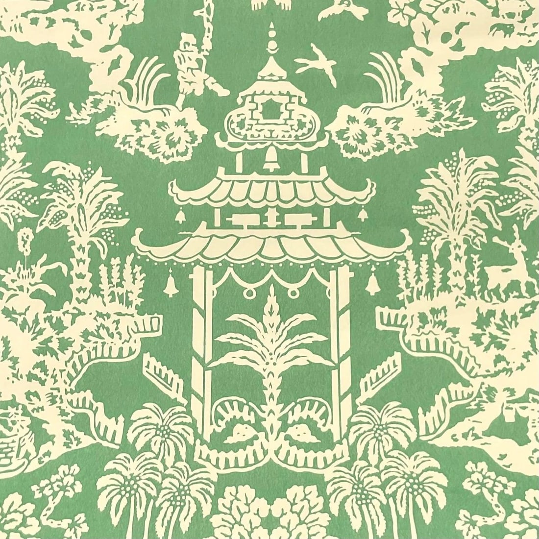 Vintage Brunschwig & Fils Lhasa Hand Printed Wallpaper Double Roll Jade (1 of 3)