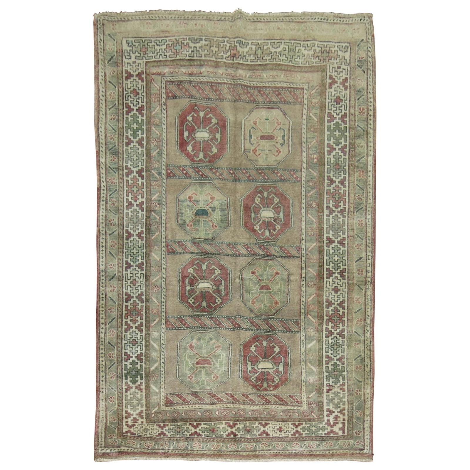 Mid-20th Century Turkish Anatolian Wool Hand-Knotted Rug 4'1" x 6'2": Mid-20th Century Turkish Anatolian Wool Hand-Knotted Rug 4'1" x 6'2" This Muddy Turkish Anatolian Accent Foyer Rug features a stunning Agra style, showcasing rich damp mud tones that evoke a sense of 