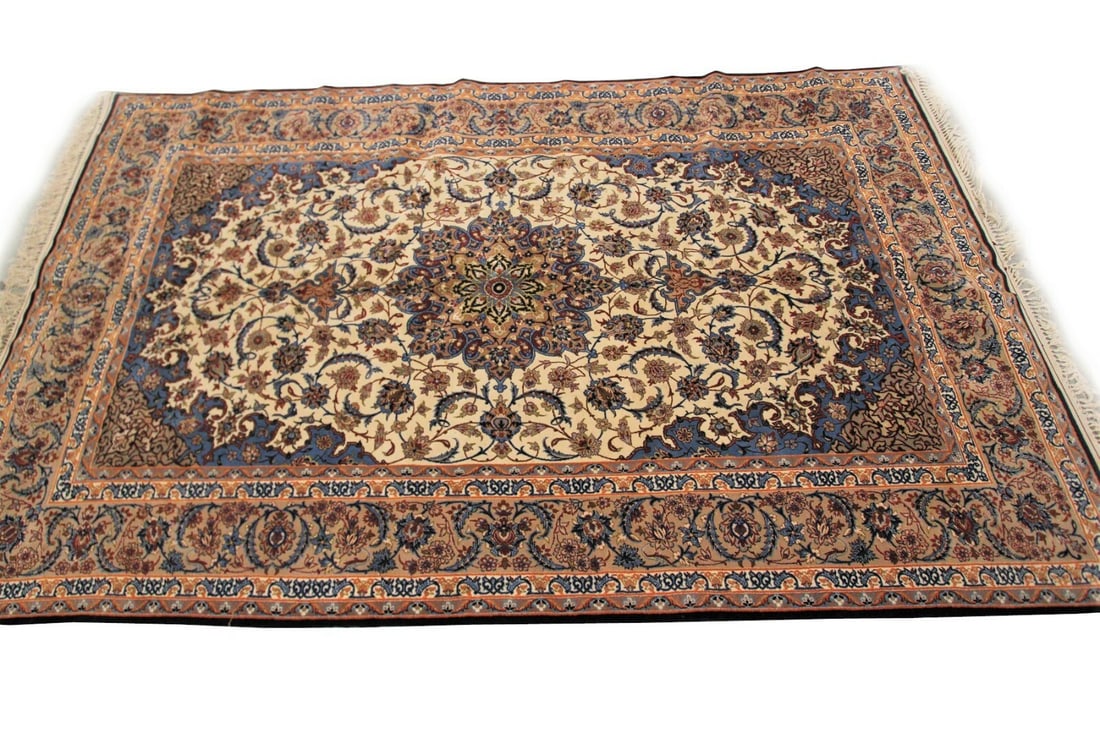 Hand Knotted Persian Nain Floral Wool Silk Rug 5 x 8 (1 of 9)