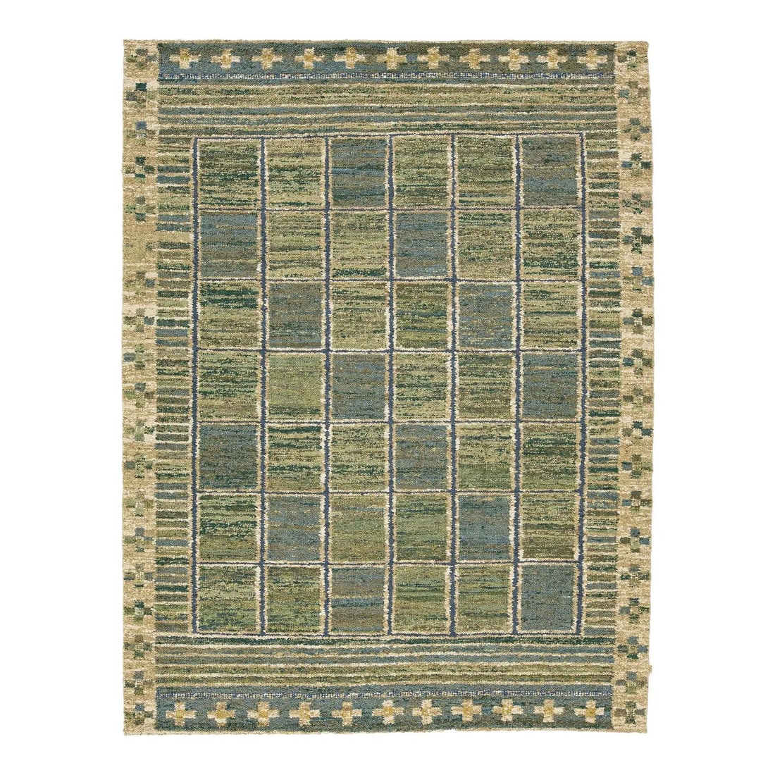 9'2" x 12'1" Wool Flatweave Rug Swedish Style Grid Pattern (1 of 10)