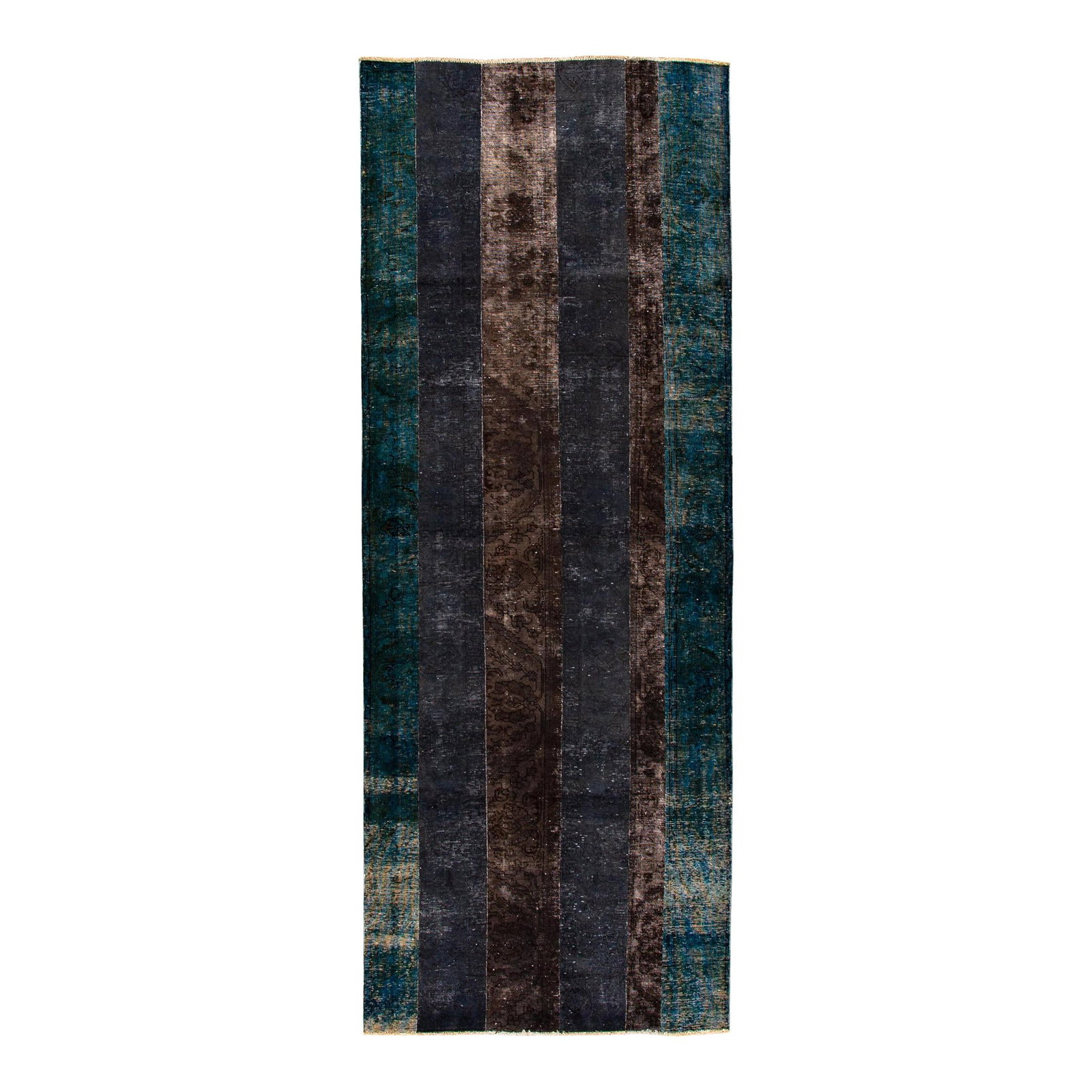 Vintage Persian Overdyed Wool Runner Gray Multicolor Geometric 4'4" x 11'8": Vintage Persian Overdyed Wool Runner Gray Multicolor Geometric 4'4" x 11'8" Enhance your space with this stunning vintage Persian Overdyed hand-knotted wool runner. Featuring a captivating gray field 